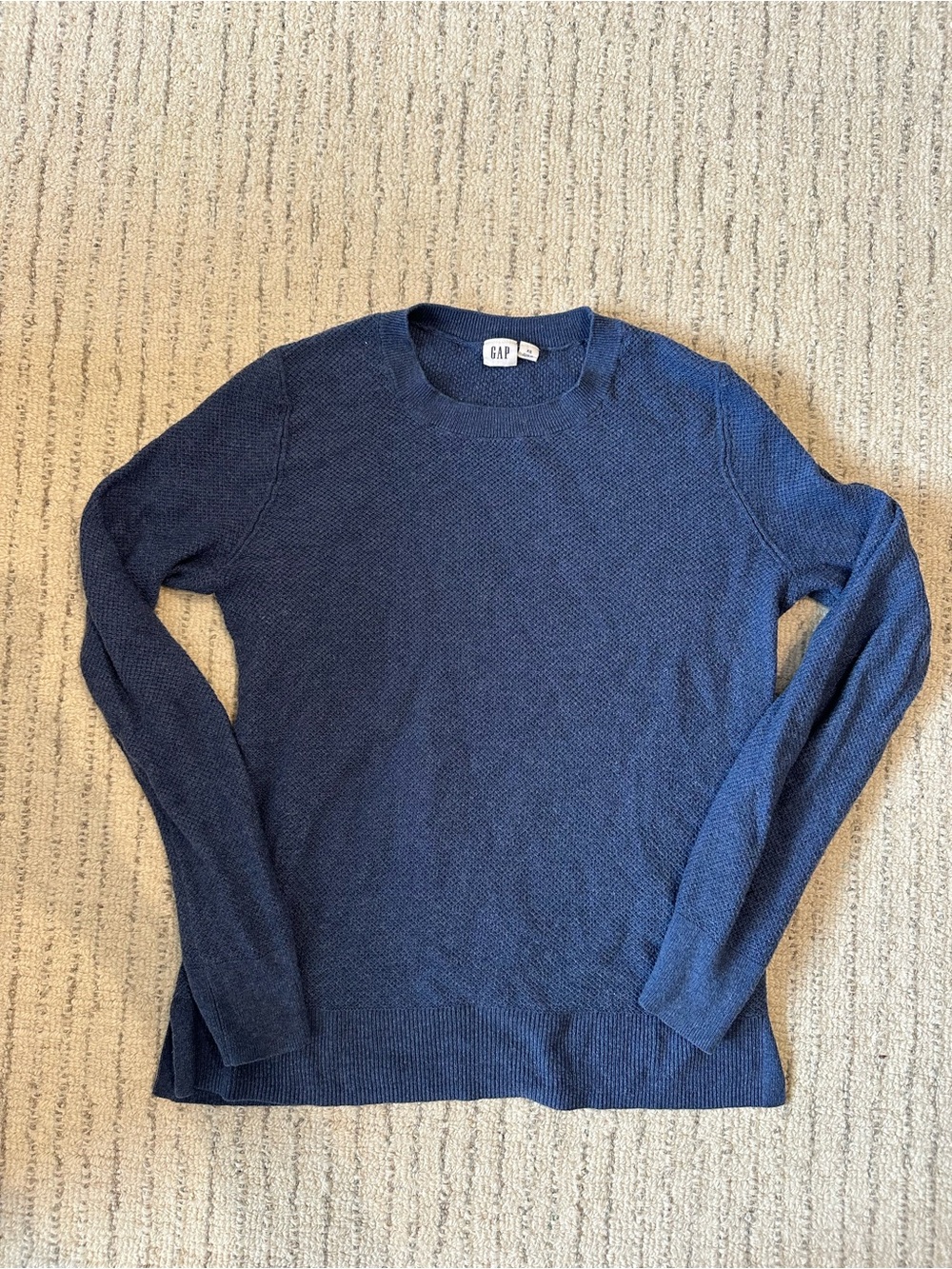 GAP Men's Dark Blue Textured Crewneck Sweater